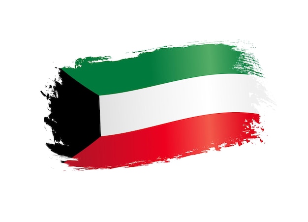 Kuwait flag made in textured brush stroke. 25 February, Kuwait national day - patriotic country flag