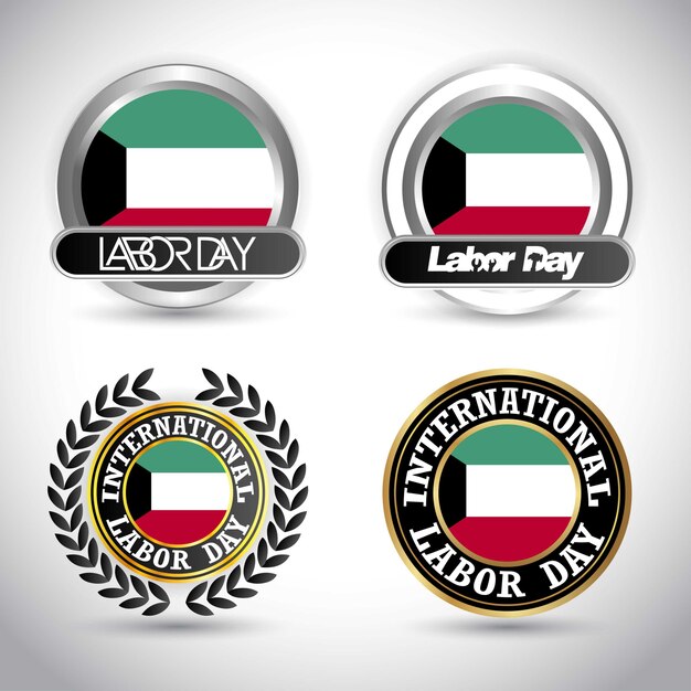 Kuwait flag with labour day design vector