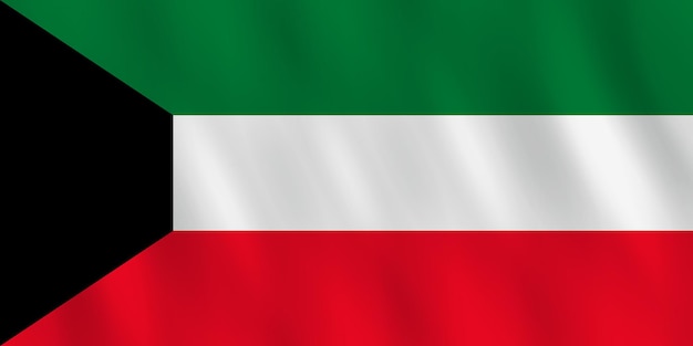 Bandiera del kuwait con effetto ondeggiante, proporzione ufficiale.