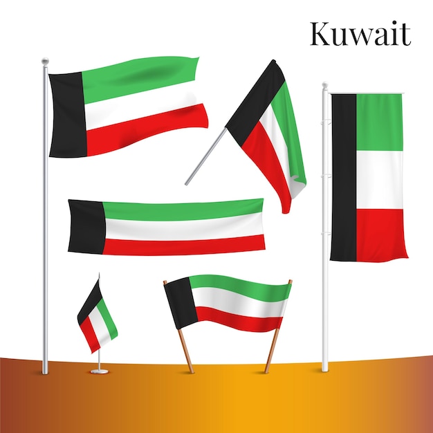 Kuwait flags in differents style