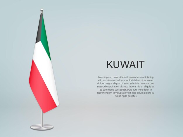 Kuwait hanging flag on stand Template forconference banner