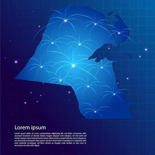 Vettore mappa della rete internet del kuwait