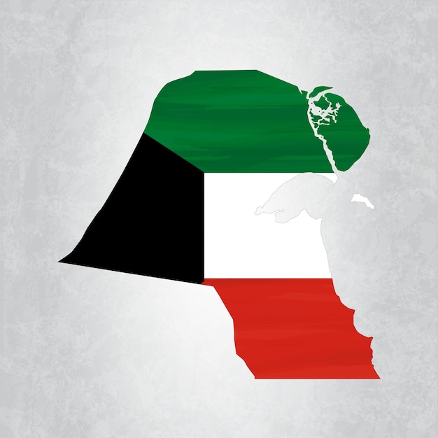 Kuwait map with flag