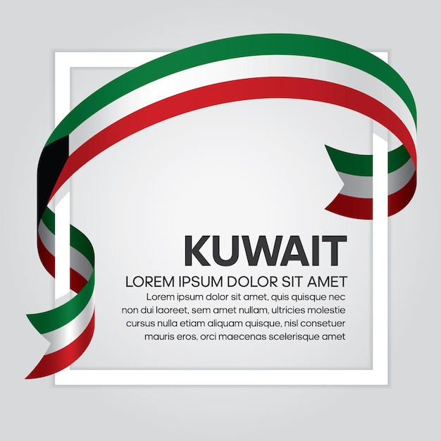 Kuwait ribbon flag vector illustration on a white background