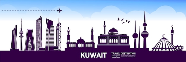 Illustrazione della destinazione di viaggio del kuwait.