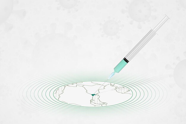 Iniezione di vaccino del concetto di vaccinazione del kuwait nella mappa del kuwait