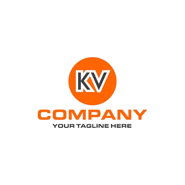 KV letter rounded shape logo design