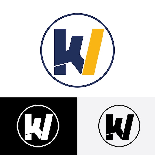 kw or kl letter logo design template