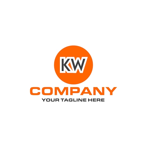 KW letter logo-ontwerp in ronde vorm