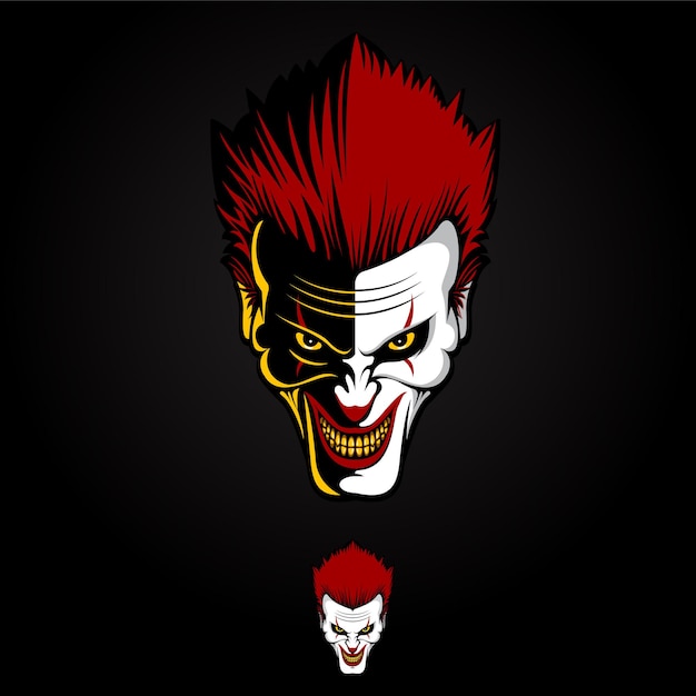 Kwaad Clown hoofd symbool vector illustratie