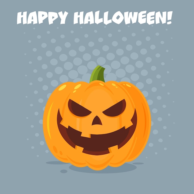 Kwaad Halloween pompoen stripfiguur Emoji gezicht met expressie vectorillustratie