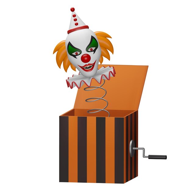 Kwade clown in de doos halloween 3d horror clown