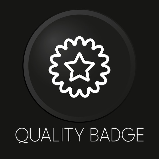 Kwaliteit badge minimale vector lijn pictogram op 3D-knop geïsoleerd op zwarte achtergrond Premium Vector