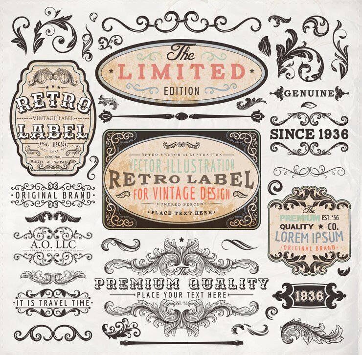 Vector kwaliteit oude vintage badge kalligrafie