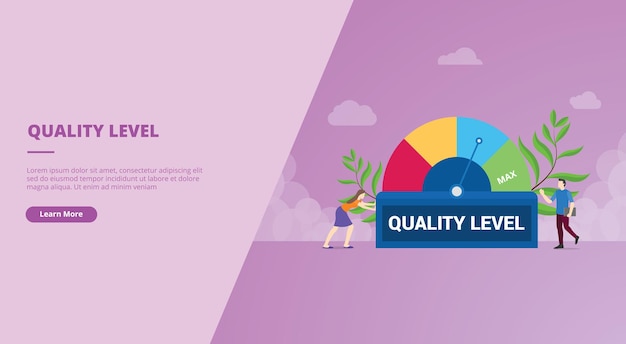 Kwaliteitsniveau concept voor website landing homepage sjabloon banner of dia presentatie vectorillustratie