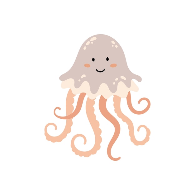 Vector kwallen als zeedier dat onder water drijft leuke cartoon jellyfish vector illustration