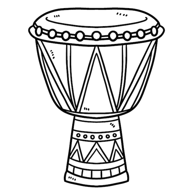 Vector kwanzaa djembe isolated coloring page for kids