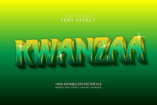Редактируемый текстовый эффект Kwanzaa, трехмерное тиснение в роскошном стиле