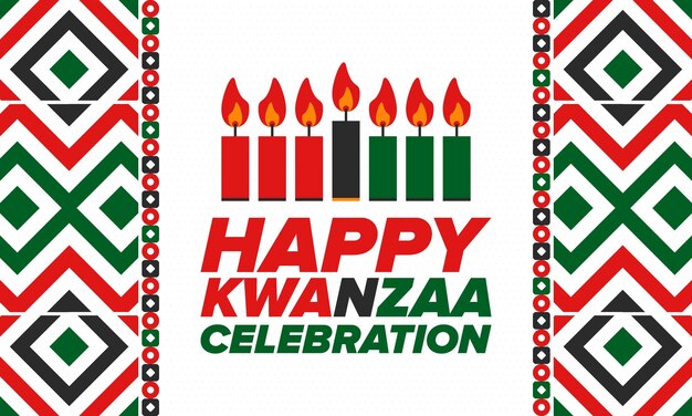 Vector kwanzaa happy celebration african and africanamerican culture holiday seven days festival