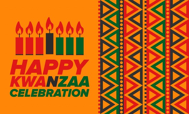 Vector kwanzaa happy celebration african and africanamerican culture holiday seven days festival