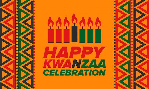 Vector kwanzaa happy celebration african and africanamerican culture holiday seven days festival