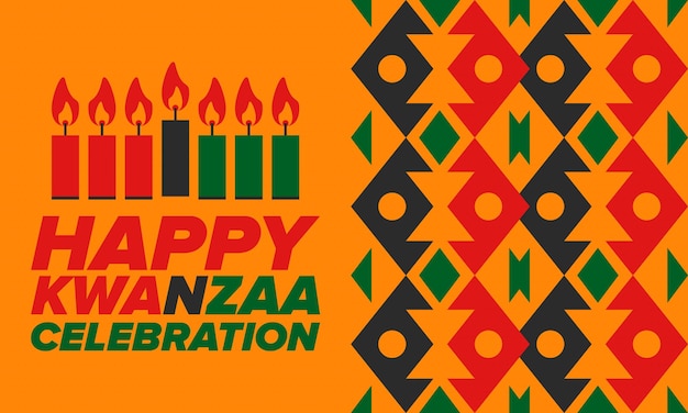 Vettore kwanzaa happy celebration festa della cultura africana e afroamericana festival di sette giorni