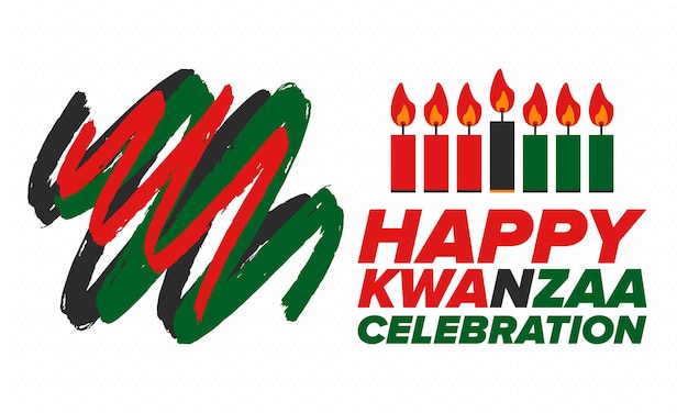 Kwanzaa Happy Celebration African and AfricanAmerican holiday Seven days festival Vector poster