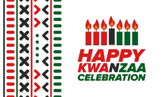 Kwanzaa Happy Celebration African and AfricanAmerican holiday Seven days festival Vector poster