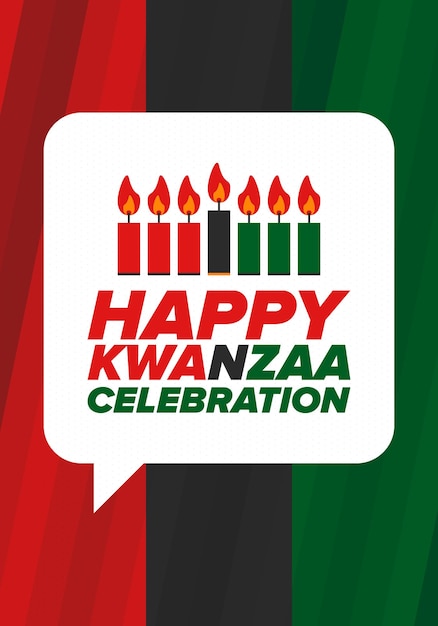 Kwanzaa Happy Celebration African and AfricanAmerican holiday Seven days festival Vector poster