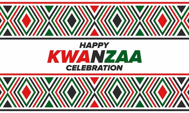 Kwanzaa Happy Celebration African and AfricanAmerican holiday Seven days festival Vector poster