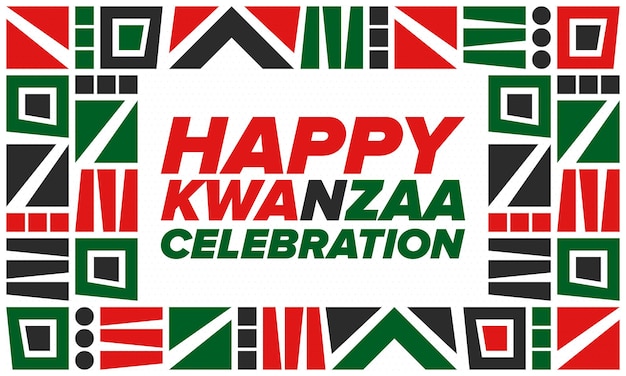Kwanzaa Happy Celebration African and AfricanAmerican holiday Seven days festival Vector poster