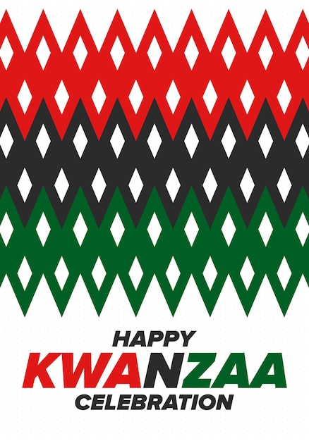 Kwanzaa happy celebration festa africana e afroamericana poster vettoriale del festival di sette giorni