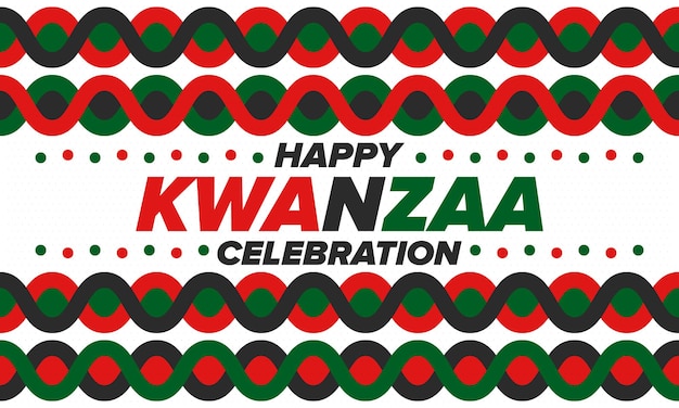 Kwanzaa happy celebration festa africana e afroamericana poster vettoriale del festival di sette giorni