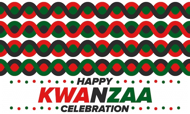 Kwanzaa happy celebration festa africana e afroamericana poster vettoriale del festival di sette giorni