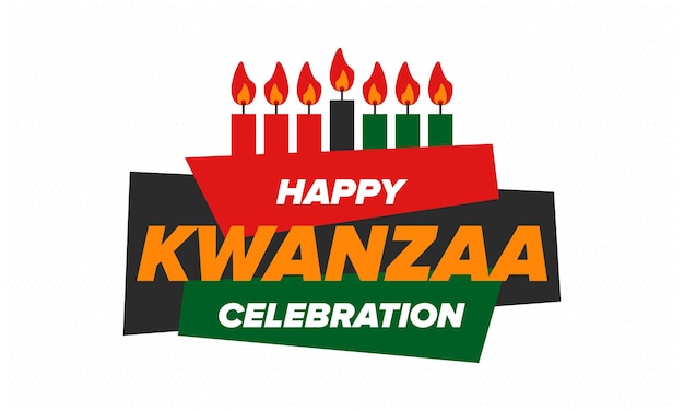 Kwanzaa Happy Celebration African and AfricanAmerican holiday Seven days festival Vector poster