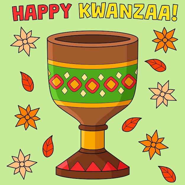 Illustrazione del fumetto colorato della tazza dell'unità di kwanzaa