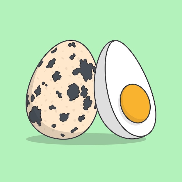 Kwartel Eieren Vector Illustratie. Kip Kwartel Gekookte Eieren Voedsel Platte Pictogram