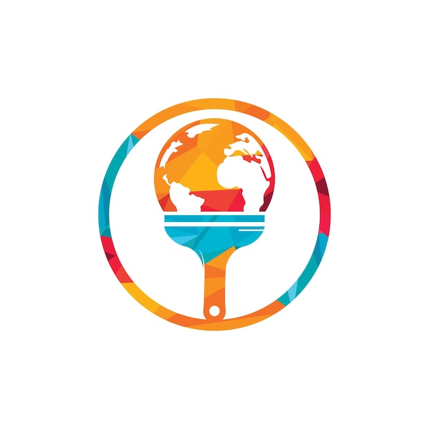 Kwast en globe vector logo ontwerp