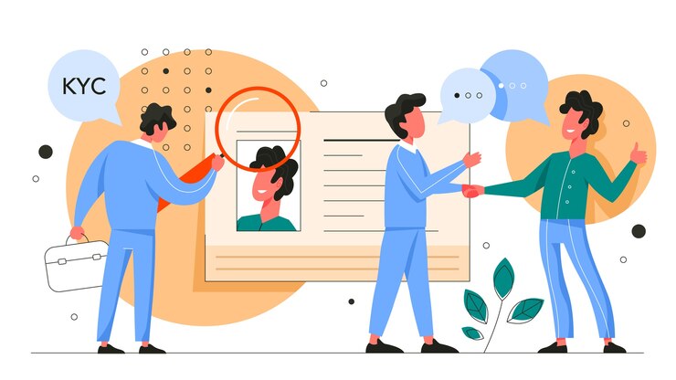 Вектор kyc или знайте свою концепцию клиента. идея идентификации бизнеса и финансовой безопасности. киберпреступность.