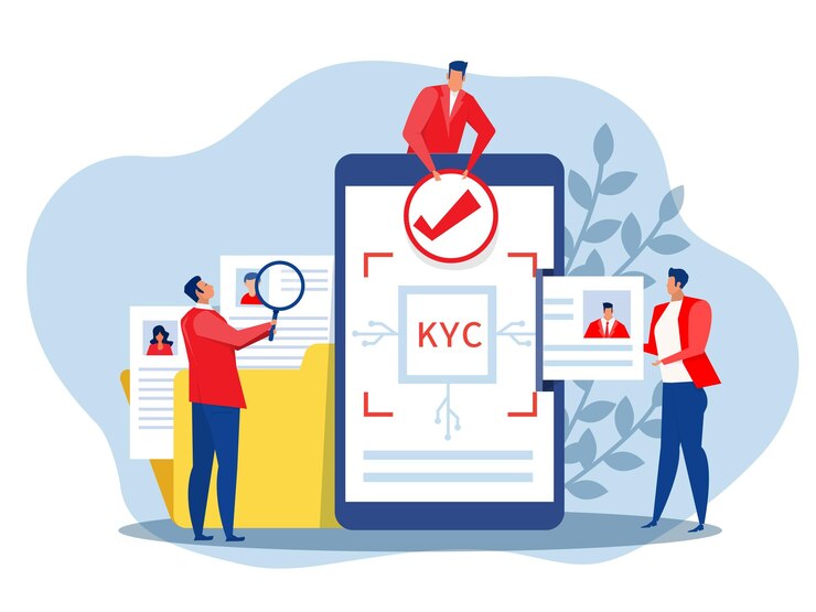 Vector kyc or know your customer with business verifying the identity of its clients concept