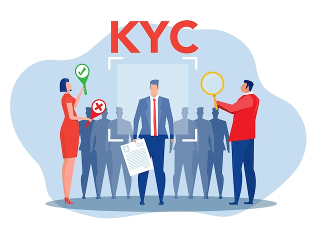 Kyc or know your customer with business verifying the identity of its clients concept