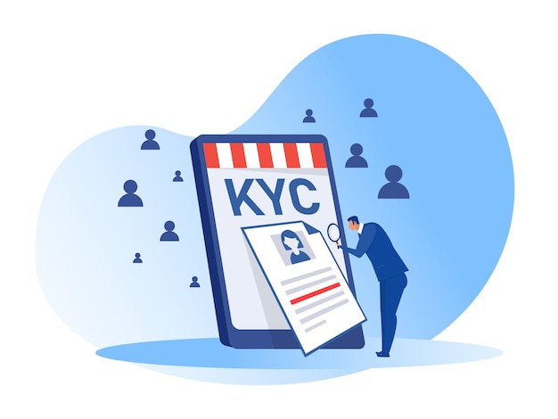 Kyc 또는 고객 컨셉 일러스트 레이터의 신원을 확인하는 비즈니스를 통해 고객 파악