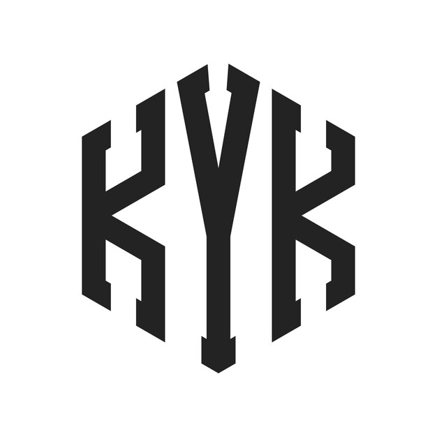 KYK ロゴデザイン イニシャルレター KYK モノグラム ロゴは六角形を使用しています