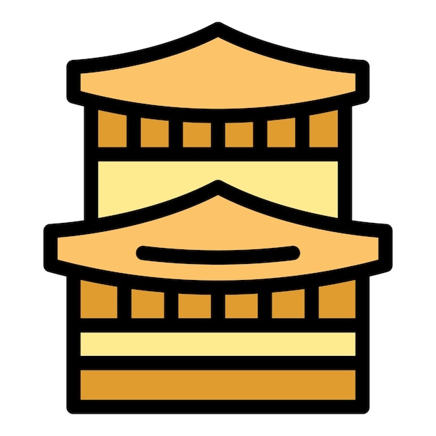 Vettore vettore del contorno dell'icona della pagoda di kyoto tempio giapponese casa di viaggio colore piatto
