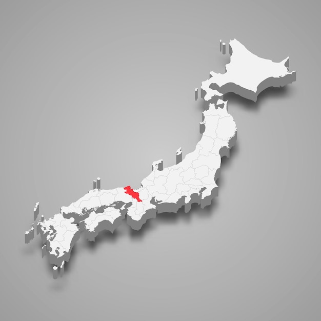 Kyoto region location within Japan 3d map