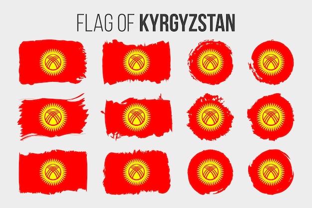 Kyrgyzstan flag Illustration brush stroke and grunge flags of Kyrgyzstan isolated on white