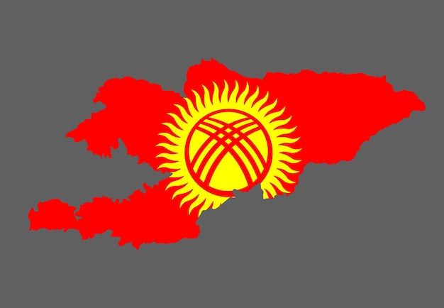 Kyrgyzstan map with flag asian cartography