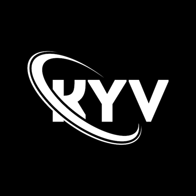 KYV 로고: KYV 문자 KYV 글자 로고 디자인 KYV 이니셜, 원과 대문자 모노그램 로고 KYV 타이포그래피, 기술 비즈니스 및 부동산 브랜드