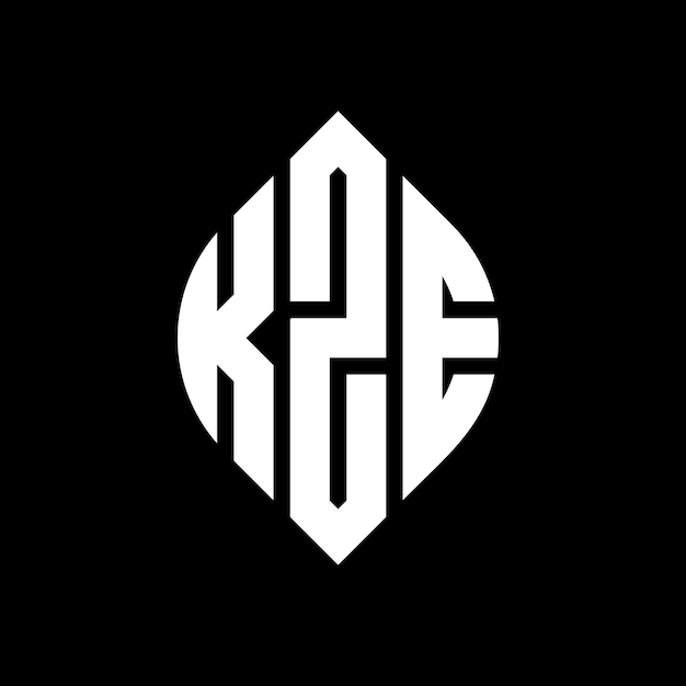 벡터 원과 타원 모양의 kze 원자 로고 디자인, 타이포그래피 스타일을 가진 kze 타원 글자, 세 개의 이니셜이 원을 형성하는 kze 서클 블럼, 추상 모노그램, 글자 마크, 터
