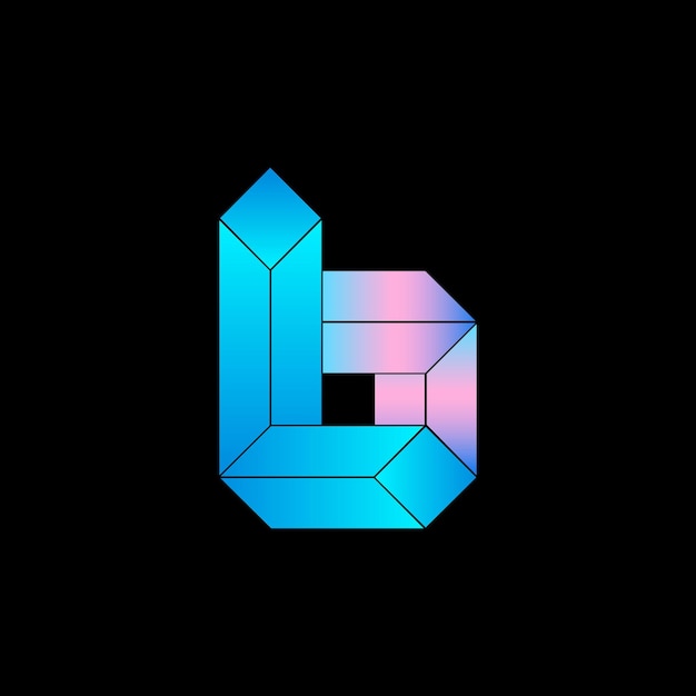 L and b letter logo 3d style